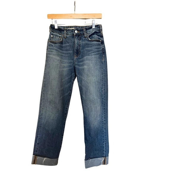 Anthropologie Pilcro The Vintage Straight Mid Rise Raw Hem Jeans. Size 26 - Picture 3 of 7